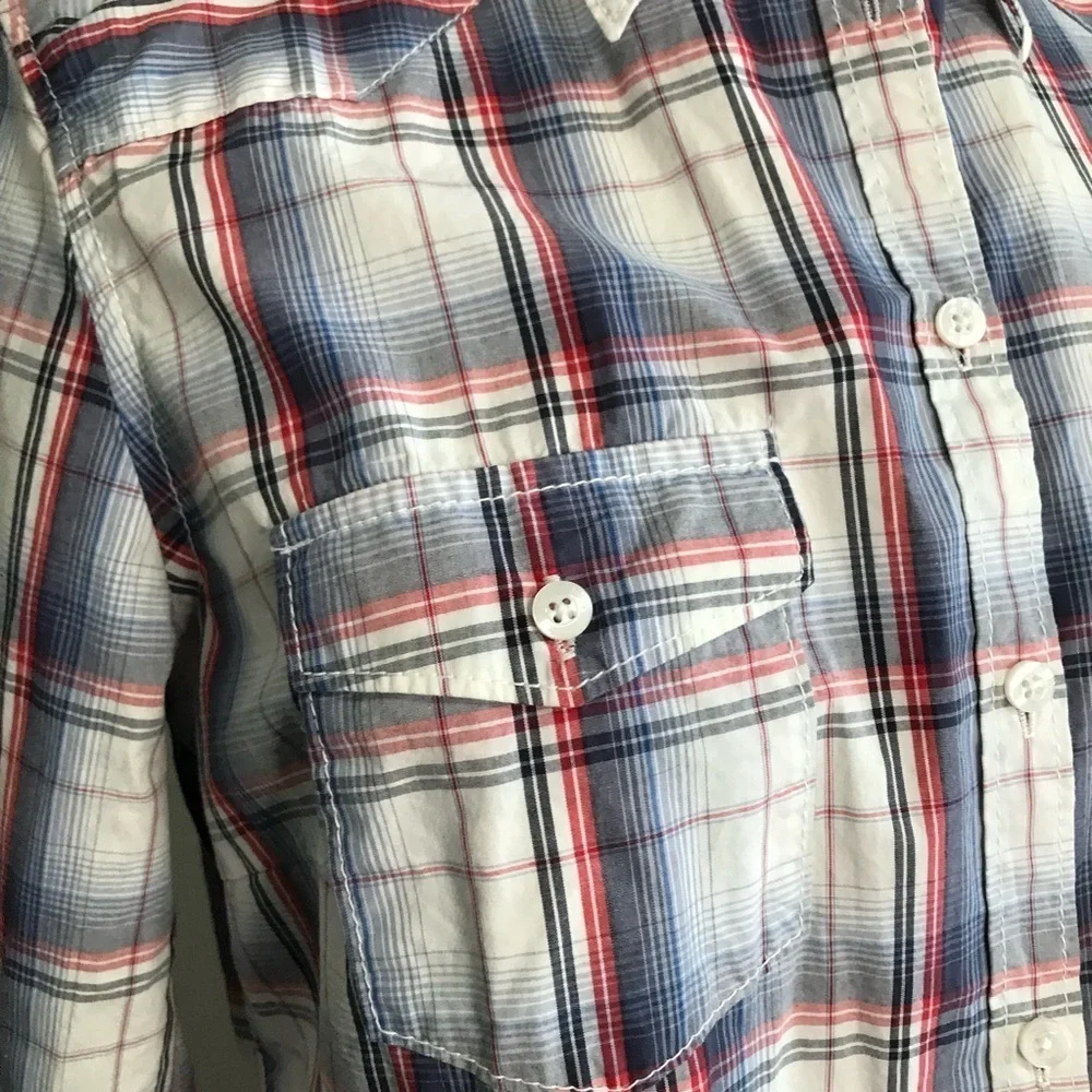 H&M (LOGG) Blue Lightweight Plaid Shirt - Size 10 - Picture 6 of 8